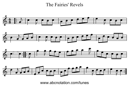 The Fairies' Revels - staff notation
