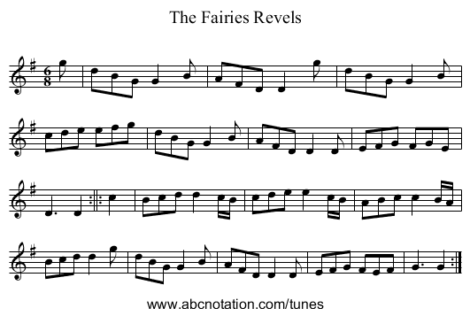 The Fairies Revels - staff notation