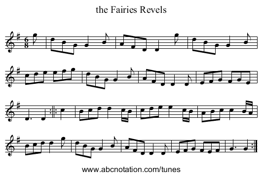 the Fairies Revels - staff notation