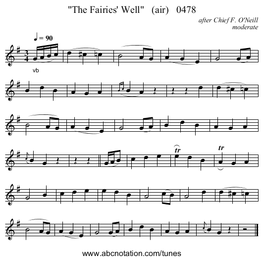The Fairies' Well   (air)   0478 - staff notation