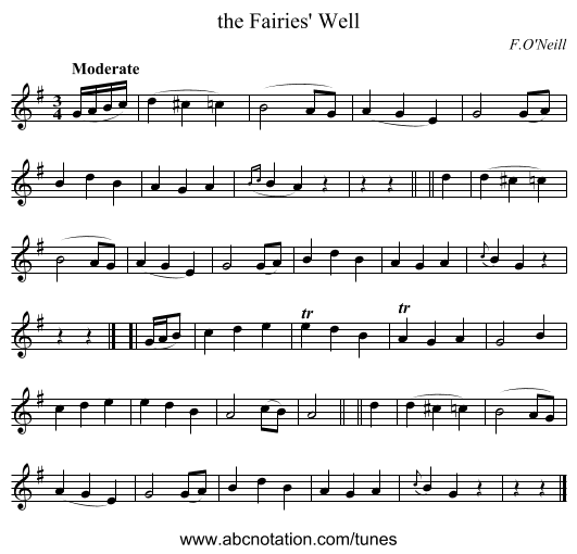 the Fairies' Well - staff notation
