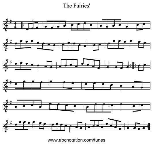 The Fairies' - staff notation