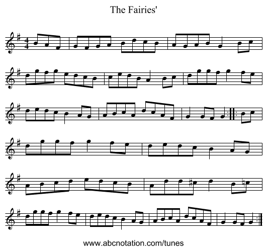 The Fairies' - staff notation