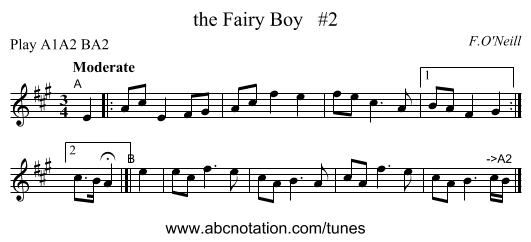 the Fairy Boy #2 - staff notation