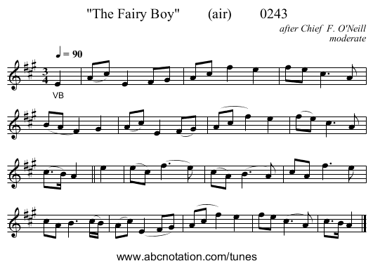 The Fairy Boy        (air)        0243 - staff notation
