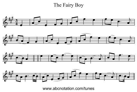 The Fairy Boy - staff notation