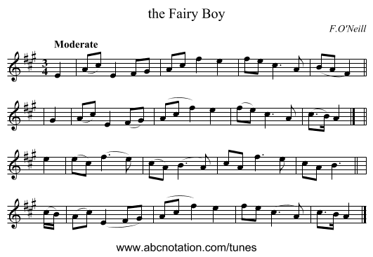 the Fairy Boy - staff notation