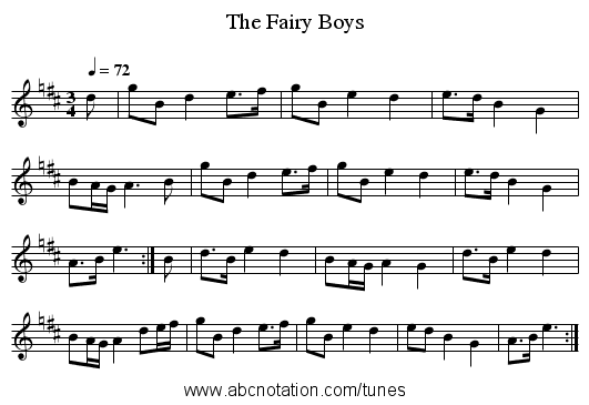 The Fairy Boys - staff notation