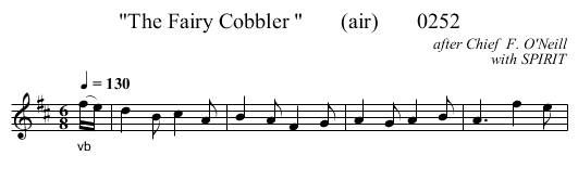 The Fairy Cobbler        (air)       0252 - staff notation