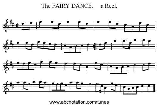 The FAIRY DANCE. a Reel. - staff notation