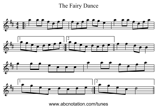 The Fairy Dance - staff notation