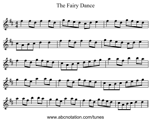 The Fairy Dance - staff notation