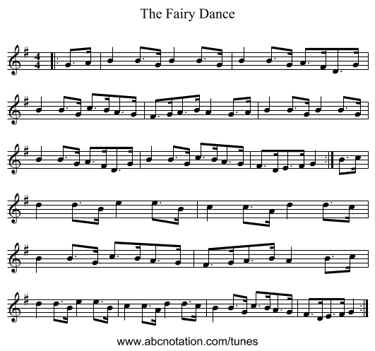 The Fairy Dance - staff notation