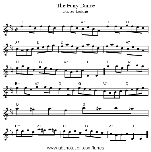 The Fairy Dance - staff notation