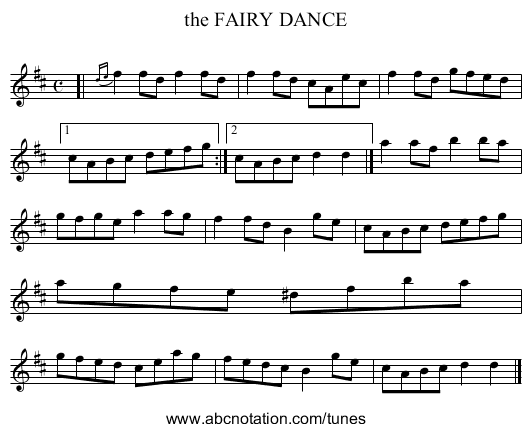the FAIRY DANCE - staff notation