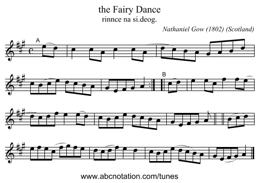 the Fairy Dance - staff notation
