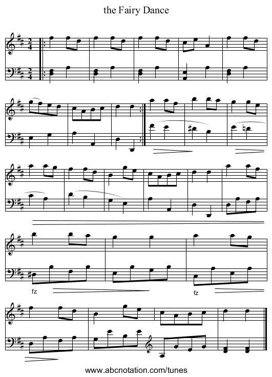 the Fairy Dance - staff notation