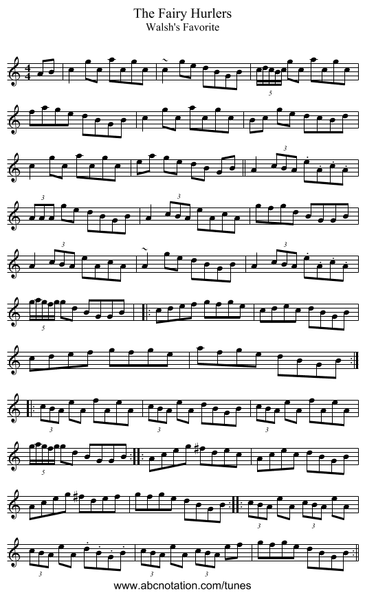 The Fairy Hurlers - staff notation