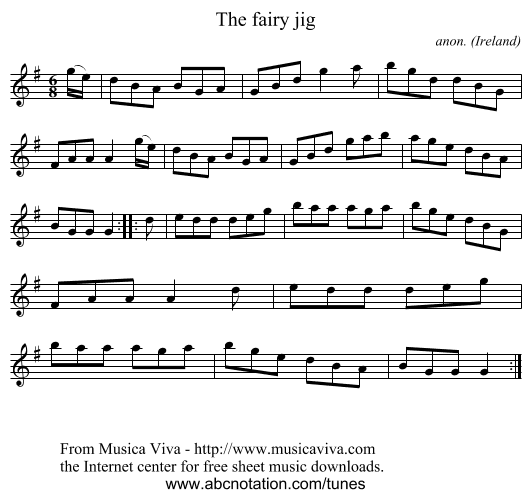 The fairy jig - staff notation