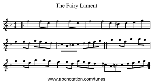 The Fairy Lament - staff notation