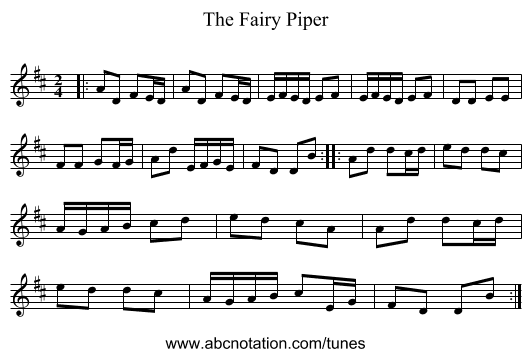 The Fairy Piper - staff notation