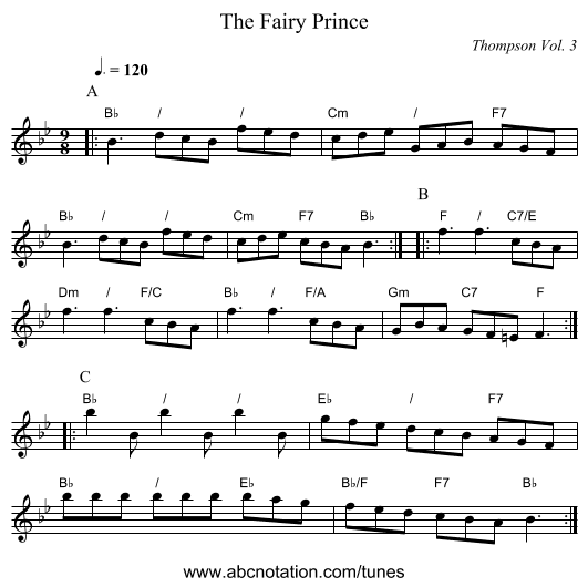 The Fairy Prince - staff notation