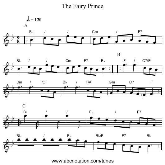 The Fairy Prince - staff notation