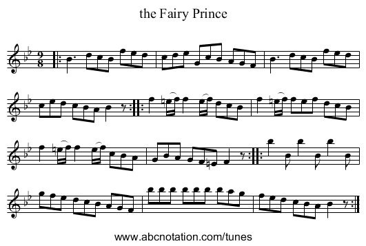 the Fairy Prince - staff notation