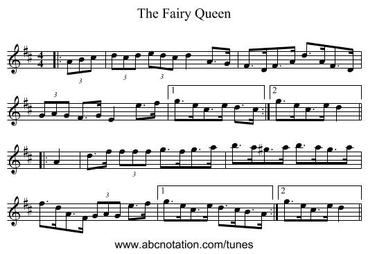 The Fairy Queen - staff notation