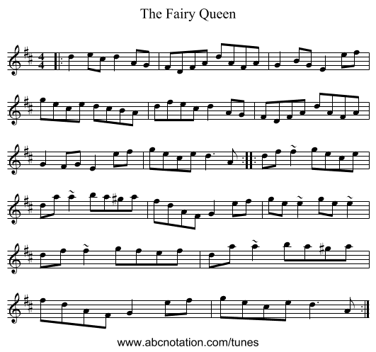 The Fairy Queen - staff notation