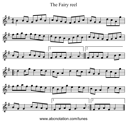 The Fairy reel - staff notation