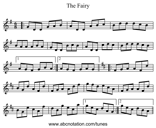 The Fairy - staff notation