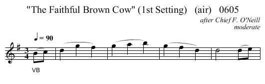 The Faithful Brown Cow (1st Setting)   (air)   0605 - staff notation