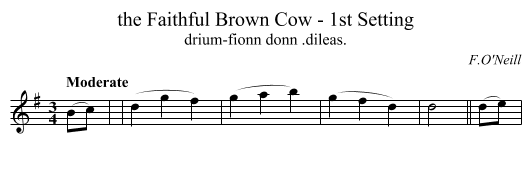 the Faithful Brown Cow - 1st Setting - staff notation