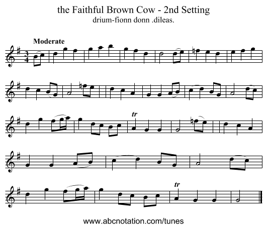 the Faithful Brown Cow - 2nd Setting - staff notation