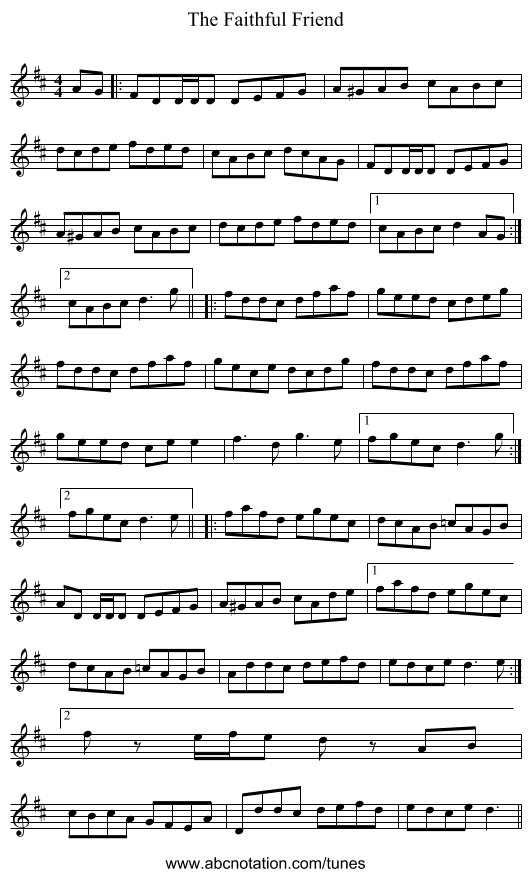 The Faithful Friend - staff notation