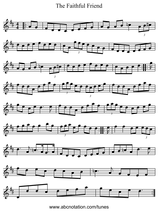 The Faithful Friend - staff notation
