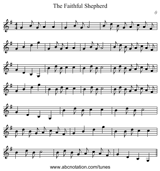 The Faithful Shepherd - staff notation