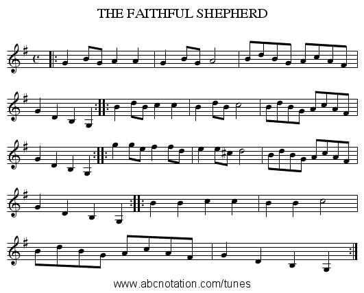THE FAITHFUL SHEPHERD - staff notation