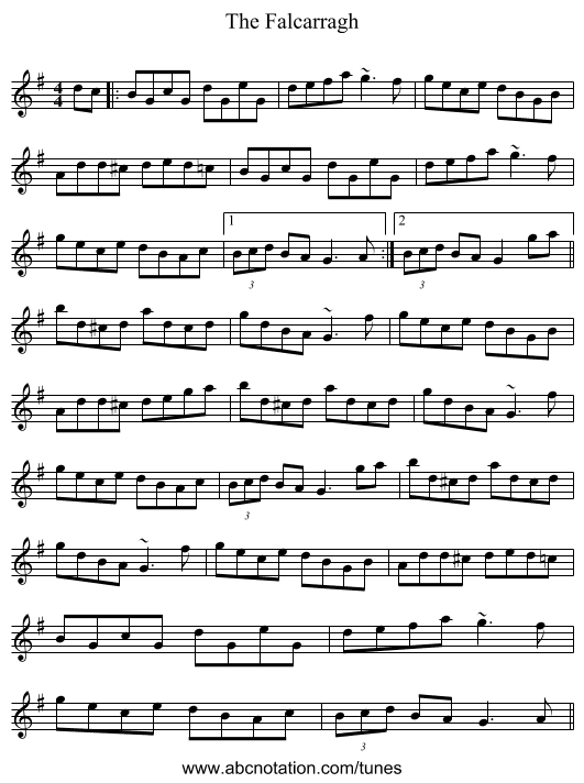 The Falcarragh - staff notation