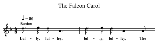 The Falcon Carol - staff notation