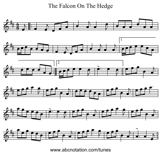 The Falcon On The Hedge - staff notation
