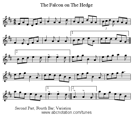 The Falcon on The Hedge - staff notation