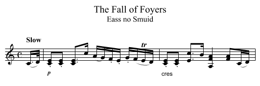 The Fall of Foyers - staff notation