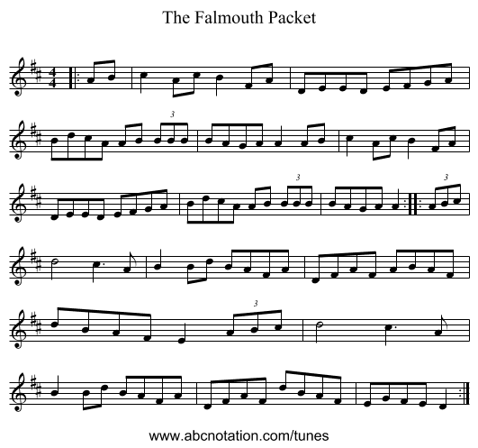 The Falmouth Packet - staff notation