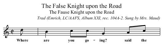 The False Knight upon the Road - staff notation