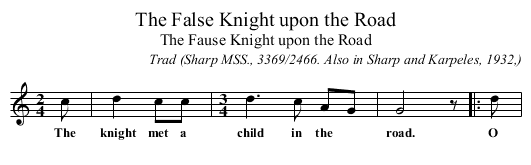 The False Knight upon the Road - staff notation