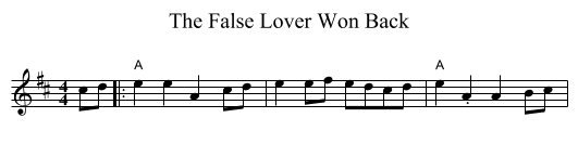 The False Lover Won Back - staff notation