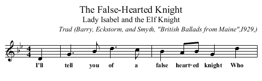 The False-Hearted Knight - staff notation