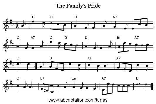 The Family's Pride - staff notation